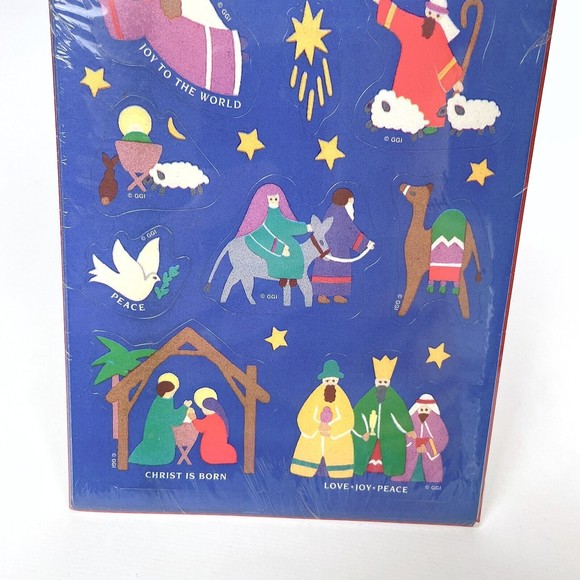 VTG 90s Gibson Christmas Sticker Packs Set of 3 NEW SEALED - Nativity & Angels - Picture 5 of 14